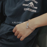 925 Sterling Silver Vintage Plaid Heart Bracelet for Women Men