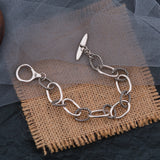 925 Sterling Silver Hiphop Thick Bracelet Vintage Hasp Bracelet