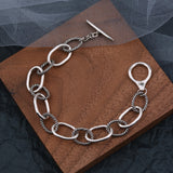 925 Sterling Silver Hiphop Thick Bracelet Vintage Hasp Bracelet