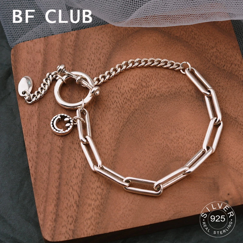 925 Silver Hiphop Bracelet Vintage Hasp Gift