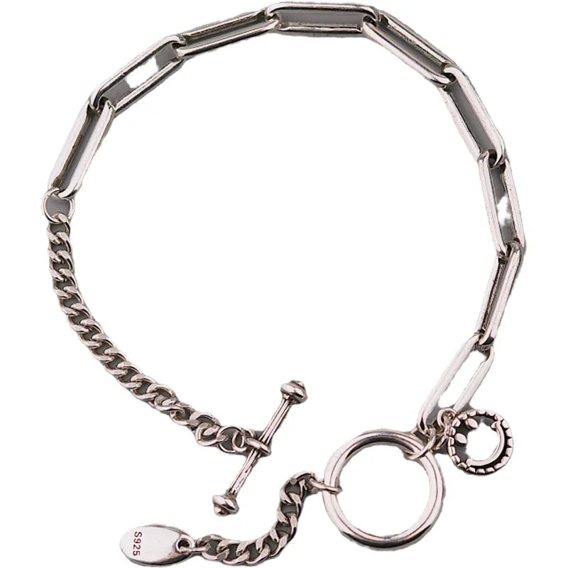 925 Silver Hiphop Bracelet Vintage Hasp Gift
