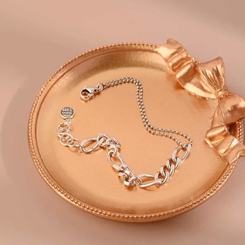 925 Silver Hiphop Thick Bracelet Vintage Hasp