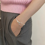 925 Sterling Silver Hiphop Double Lines Bracelet