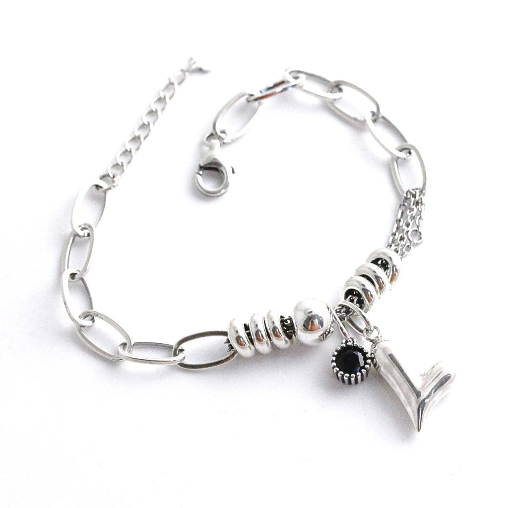 925 Sterling Silver Thick Heart Bracelet Vintage Hasp Birthday Gift