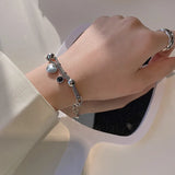 925 Sterling Silver Thick Heart Chain Vintage Bracelet