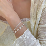 925 Sterling Silver Heart Double Chain Vintage Bracelet S-B451