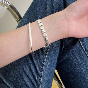 925 Sterling Silver Thick Heart Bracelet Vintage Hasp S-B451