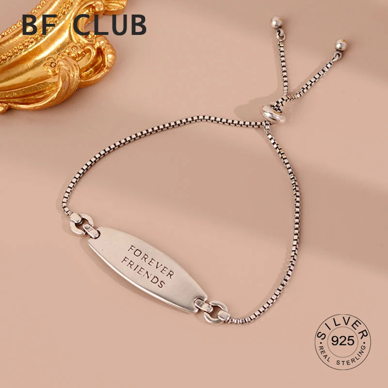 925 Silver Hiphop Thick Letters Bracelet Vintage Hasp Birthday Gift