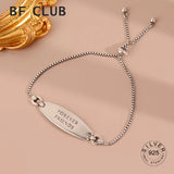 925 Silver Hiphop Thick Letters Bracelet Vintage Hasp Birthday Gift