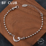925 Silver Thick Moon Bracelet Hiphop Vintage Gift