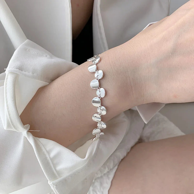 925 Sterling Silver Hiphop Round Bracelet Vintage Hasp Gift S-B451