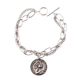 925 Sterling Silver Thick Round Bracelet Vintage Hasp