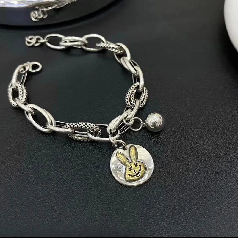 925 Silver Round Rabbit Vintage Bracelet