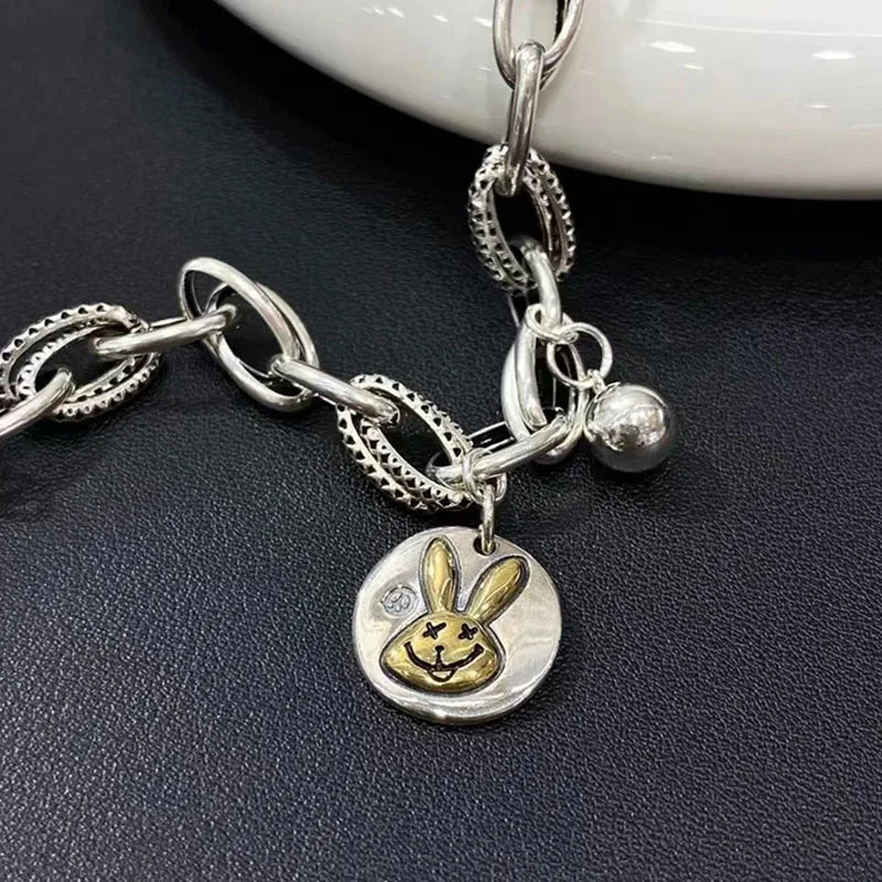 925 Silver Round Rabbit Vintage Bracelet