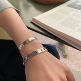 925 Silver Hiphop Thick Smile Bracelet Vintage Hasp Bracelet