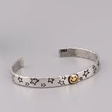 925 Silver Hiphop Thick Smile Bracelet Vintage Hasp Bracelet