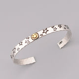 925 Silver Hiphop Thick Smile Bracelet Vintage Hasp Bracelet