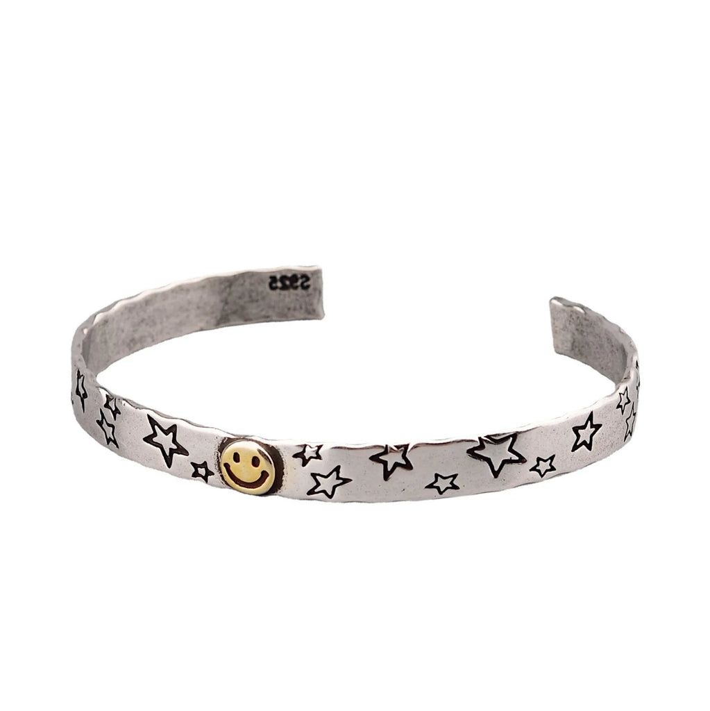 925 Silver Hiphop Thick Smile Bracelet Vintage Hasp Bracelet