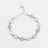 925 Silver Thick Smile Face Bracelet Vintage Hasp Birthday Gift