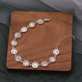 925 Silver Thick Smile Face Bracelet Vintage Hasp Birthday Gift