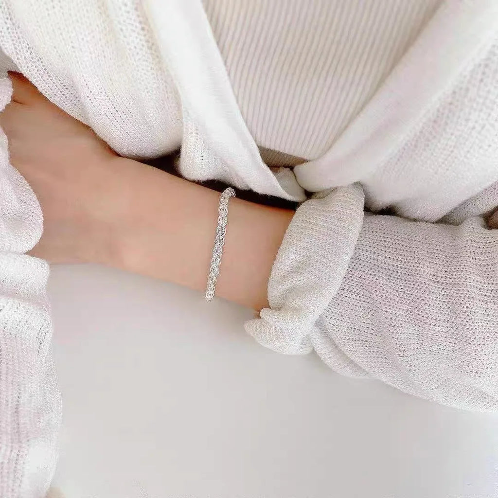 925 Sterling Silver Thick Sparkling Hiphop Bracelet