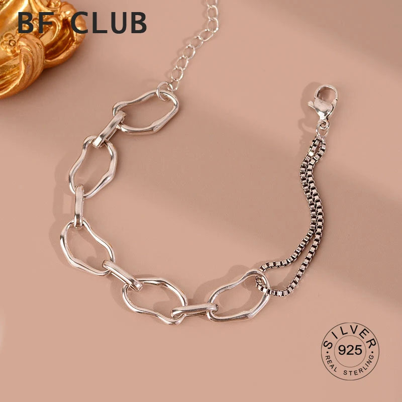 925 Sterling Silver Hiphop Bracelet Vintage Hasp Birthday Gift