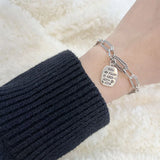 925 Sterling Silver Thick Hiphop Bracelet Vintage Hasp Birthday Gift