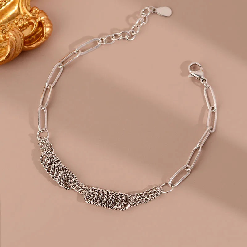 Solid 925 Silver Hiphop Bracelet Vintage Hasp Birthday Gift S-B451
