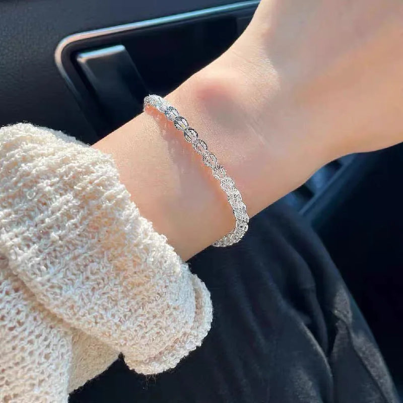 925 Sterling Silver Thick Sparkling Hiphop Bracelet