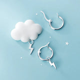 925 Silver Lightning Hoop Earrings Punk Style Jewelry