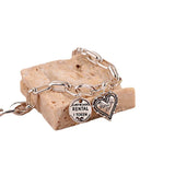 925 Silver Thick Letter Heart Bracelet Vintage Hasp Birthday Gift