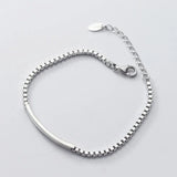 925 Sterling Silver Box Chain Bracelet 19-20CM Women's Fine Jewelry