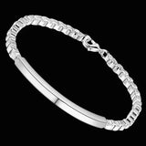 925 Sterling Silver Box Chain Link Bracelet for Women Girls