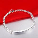 925 Sterling Silver Box Chain Link Bracelet for Women Girls