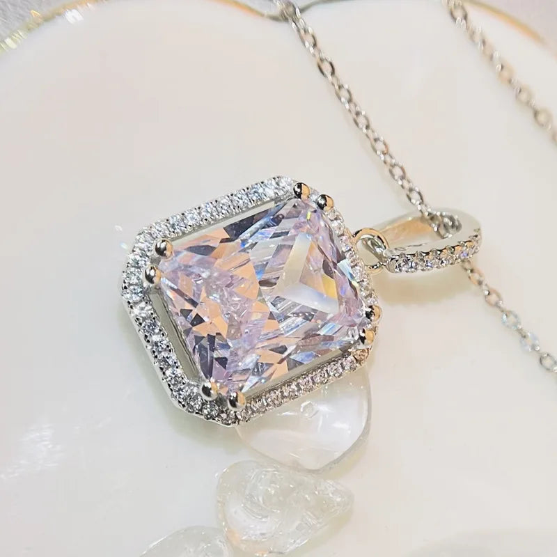 2 Carat Diamond Sterling Silver Pendant for Women - Silver 925 Jewelry
