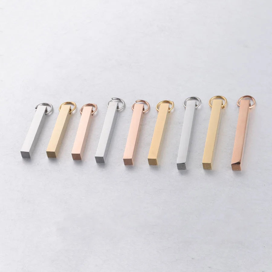 Stainless Steel Bar Pendant Blank Rectangle Tag Name Plate 10pcs