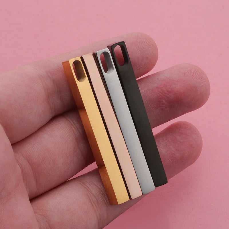 Stainless Steel Bar Pendant Blank Engrave Rectangle Name Plate 10pcs