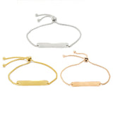 Stainless Steel Blank Bar Bracelet for Engraving Name, Mirror Polish, 5pcs