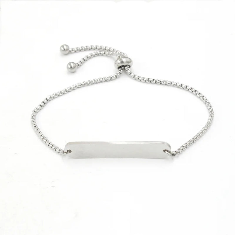 Stainless Steel Blank Bar Bracelet for Engraving Name, Mirror Polish, 5pcs
