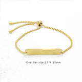 Stainless Steel Blank Bar Bracelet for Engraving Name, Mirror Polish, 5pcs