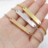 Stainless Steel Blank Bar Bracelet for Engraving Name, Mirror Polish, 5pcs