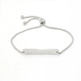 Stainless Steel Blank Bar Bracelet for Engraving Name, Mirror Polish, 5pcs