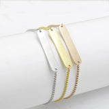 Stainless Steel Blank Bar Bracelet for Engraving Name, Mirror Polish, 5pcs