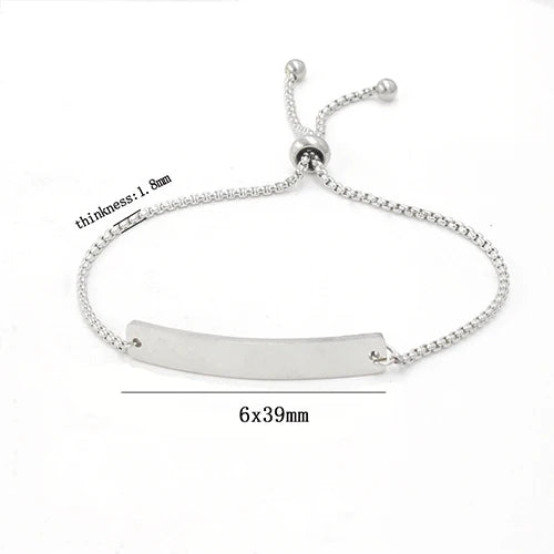 Stainless Steel Blank Bar Bracelet Metal Name Plate Bracelet 5pcs
