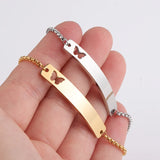 Stainless Steel Blank Bend Bar Bracelet Butterfly