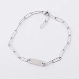 Stainless Steel Engrave Metal Link Chain Bracelet Blank 5pcs