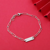 Stainless Steel Engrave Metal Link Chain Bracelet Blank 5pcs