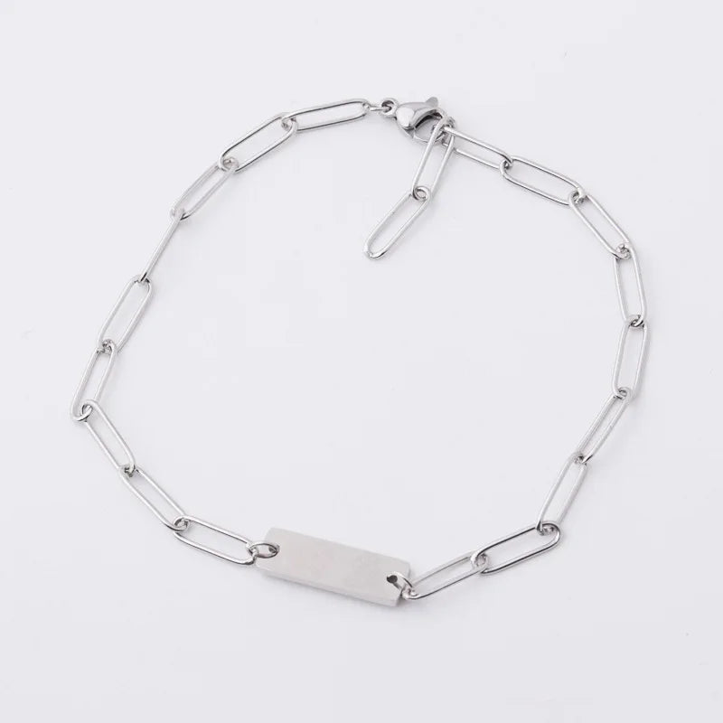 Stainless Steel Engrave Metal Link Chain Bracelet Blank 5pcs