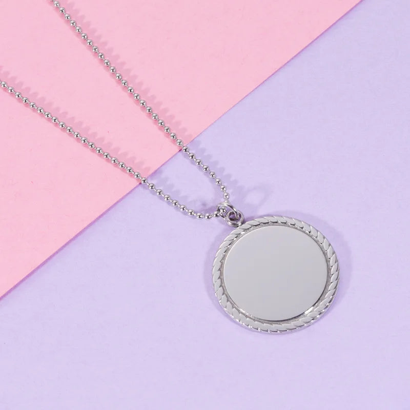 Stainless Steel Circle Round Necklace Blank for Engrave Metal Disc Necklace