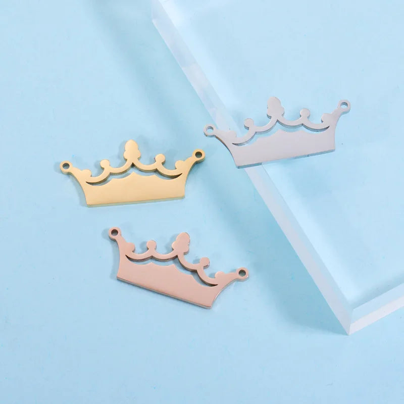 Stainless Steel Crown Charm for Jewelry Making 20pcs